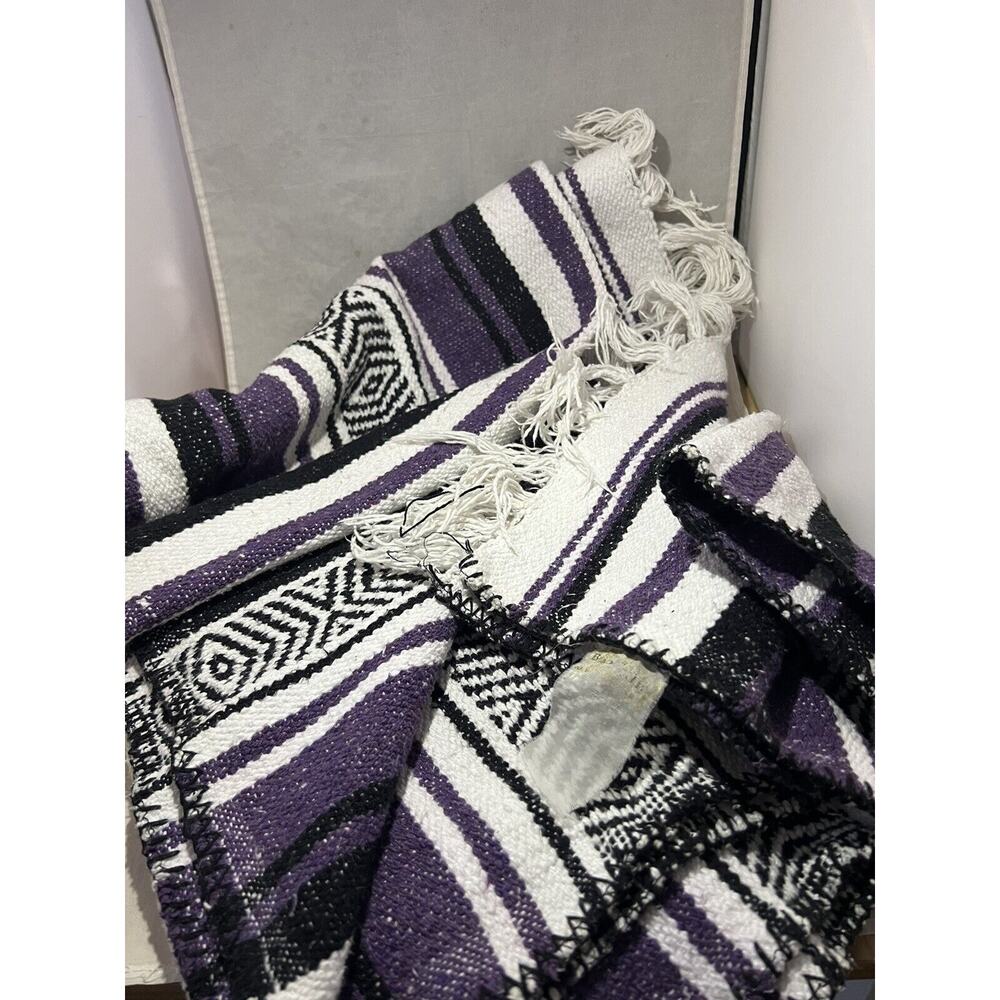 Black Canyon Outfitters Throw Blanket Mexican Southwest 69x40 Blue Black White